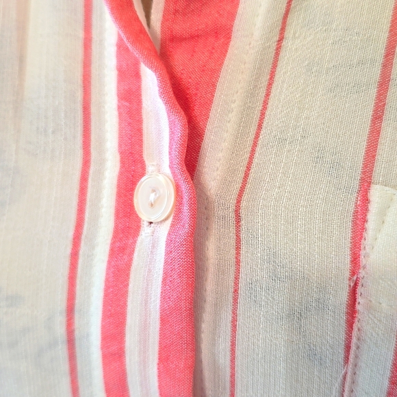 H&M Striped Pink and White Button Down Shirt Size 0 - Picture 7 of 8